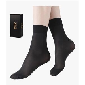 Sheer Black Ankle High Nylon Socks‎ Soft Tight Hosiery Reinforced Toe